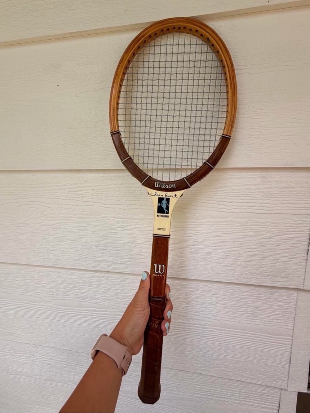 Vintage Wilson Wood Tennis Racket - Brown, Cream